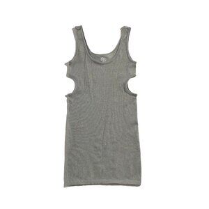 FCT Basics Tank Dress Womans Size L Gray Ribbed Side Cutouts Stretch
